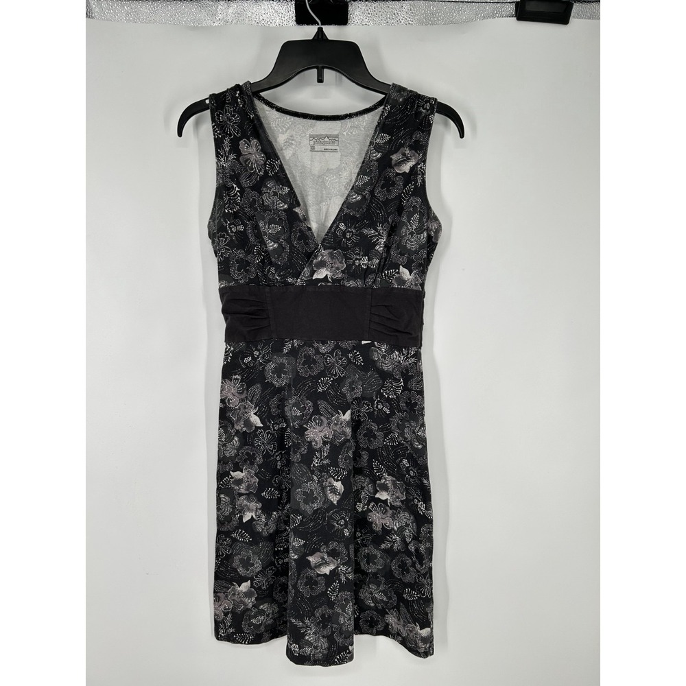 Patagonia Margot Dress Womens XS Black Floral Sleeveless Stretch V‎ Neck 58906